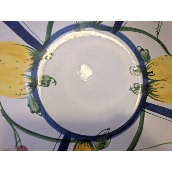 Vintage Hand Painted Ceramic Salad Serving Bowl #744 12" Lemon Motif MCM - Picture 6 of 12